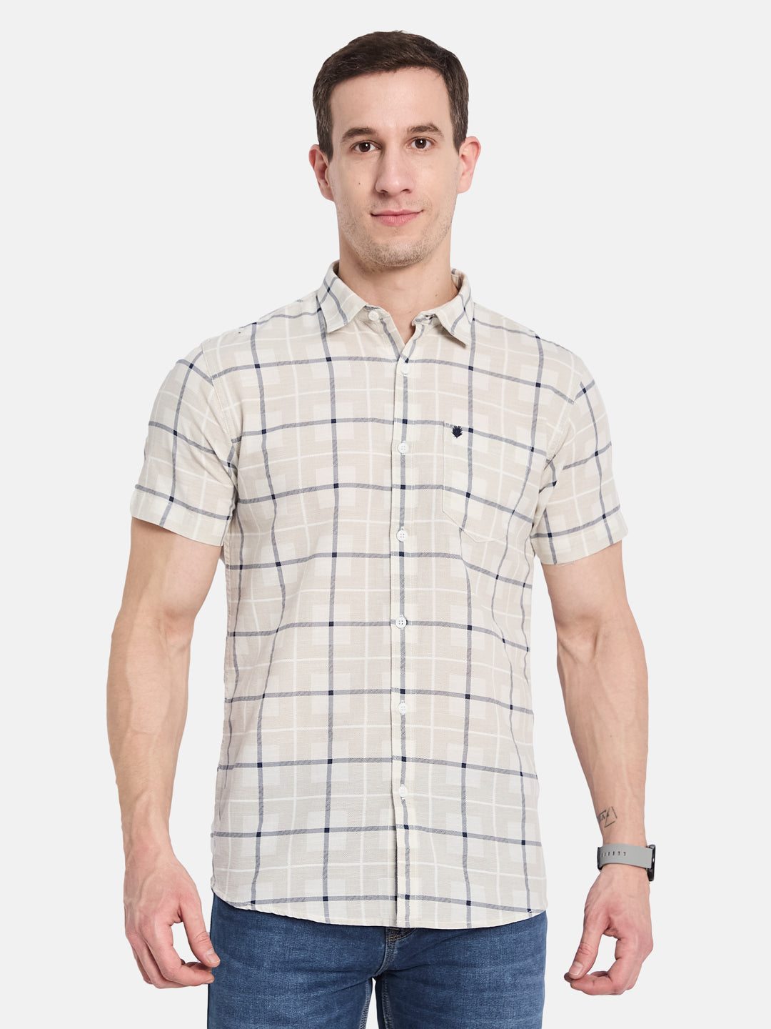 METTLE Men Opaque Checked Casual Shirt