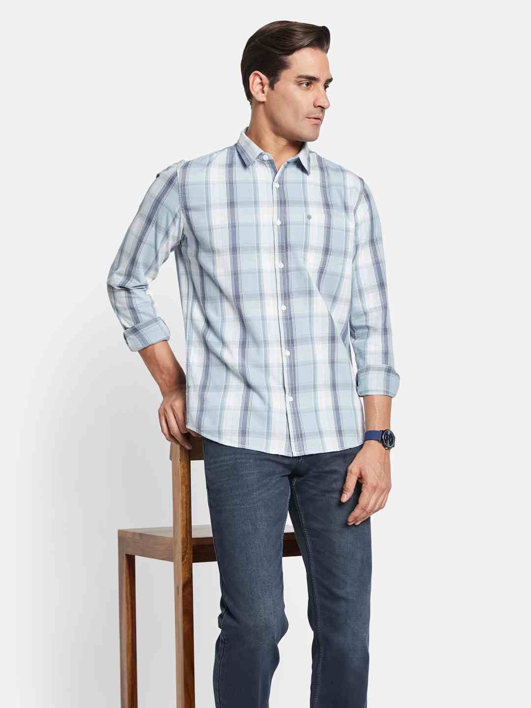 METTLE Men Opaque Checked Casual Shirt