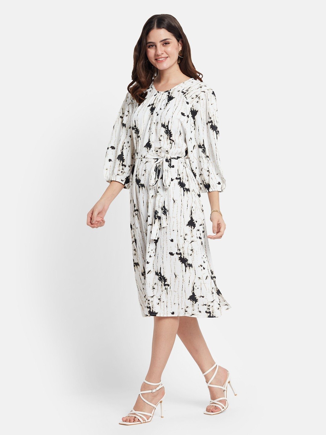 METTLE Women Print Fit & Flare Dress