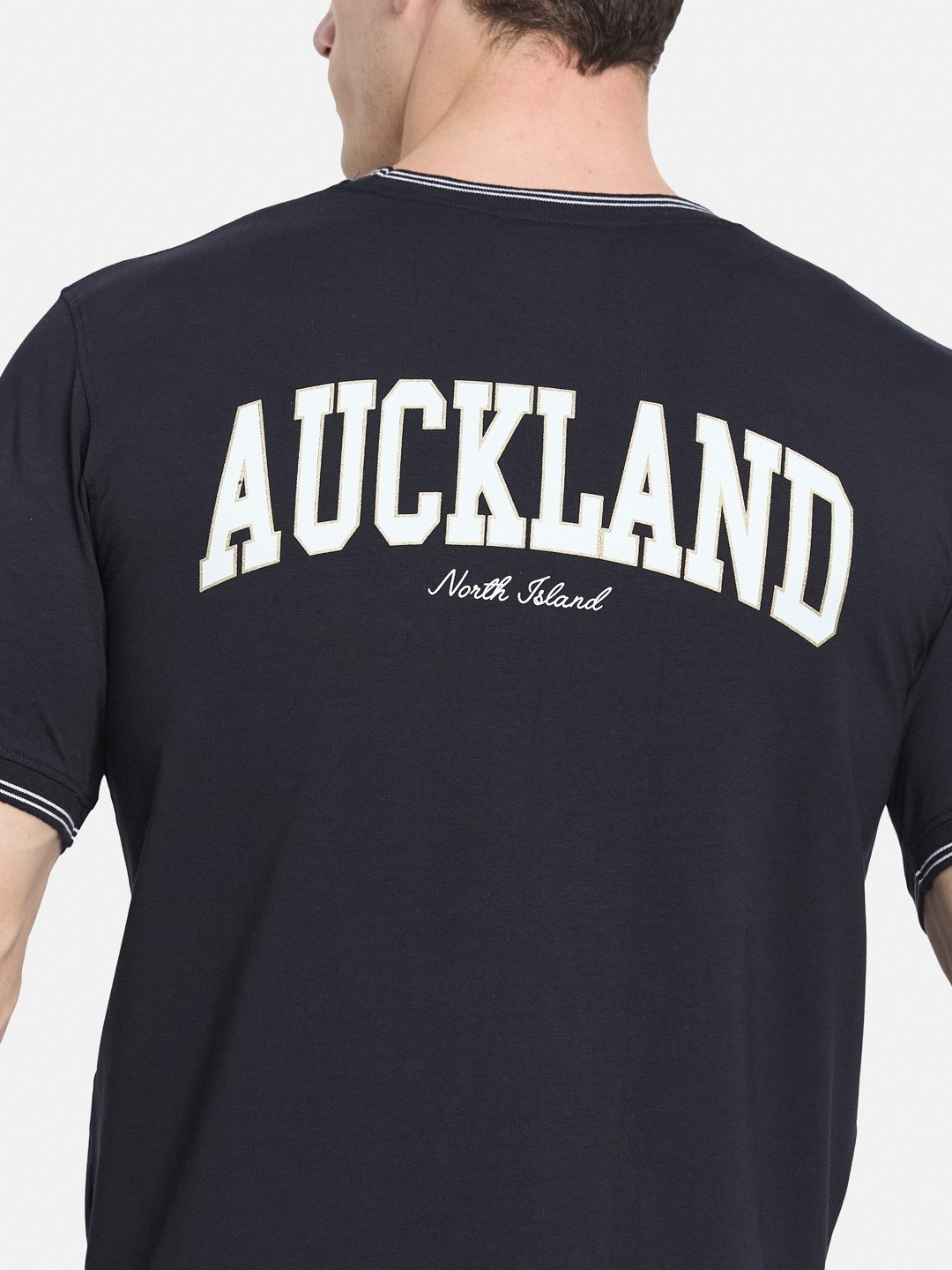BACK PRINT ROUND NECK SINGLE JERSEY KNIT LYCRA T-SHIRT