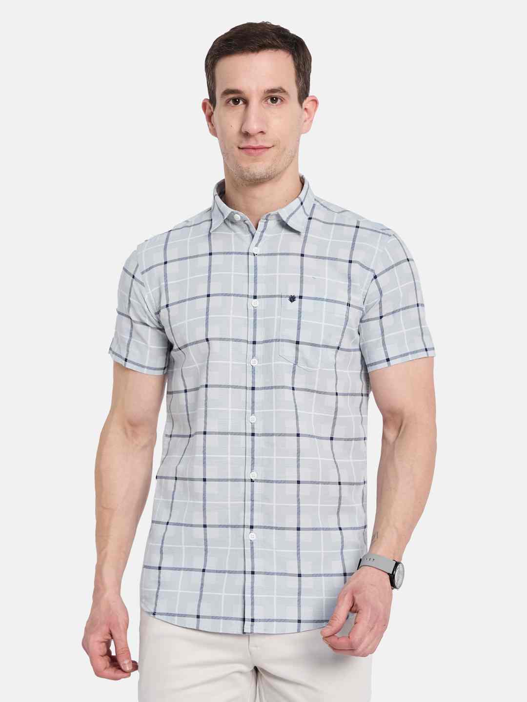 METTLE Men Opaque Checked Casual Shirt