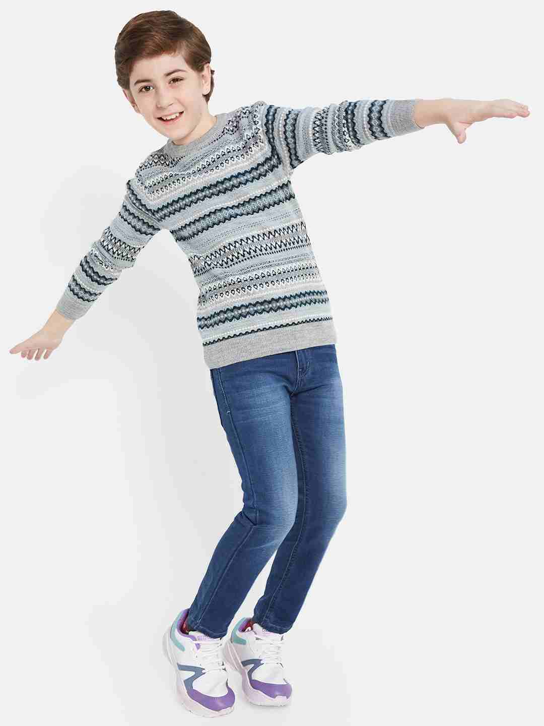 Octave Boys Self Design Pullover Sweater