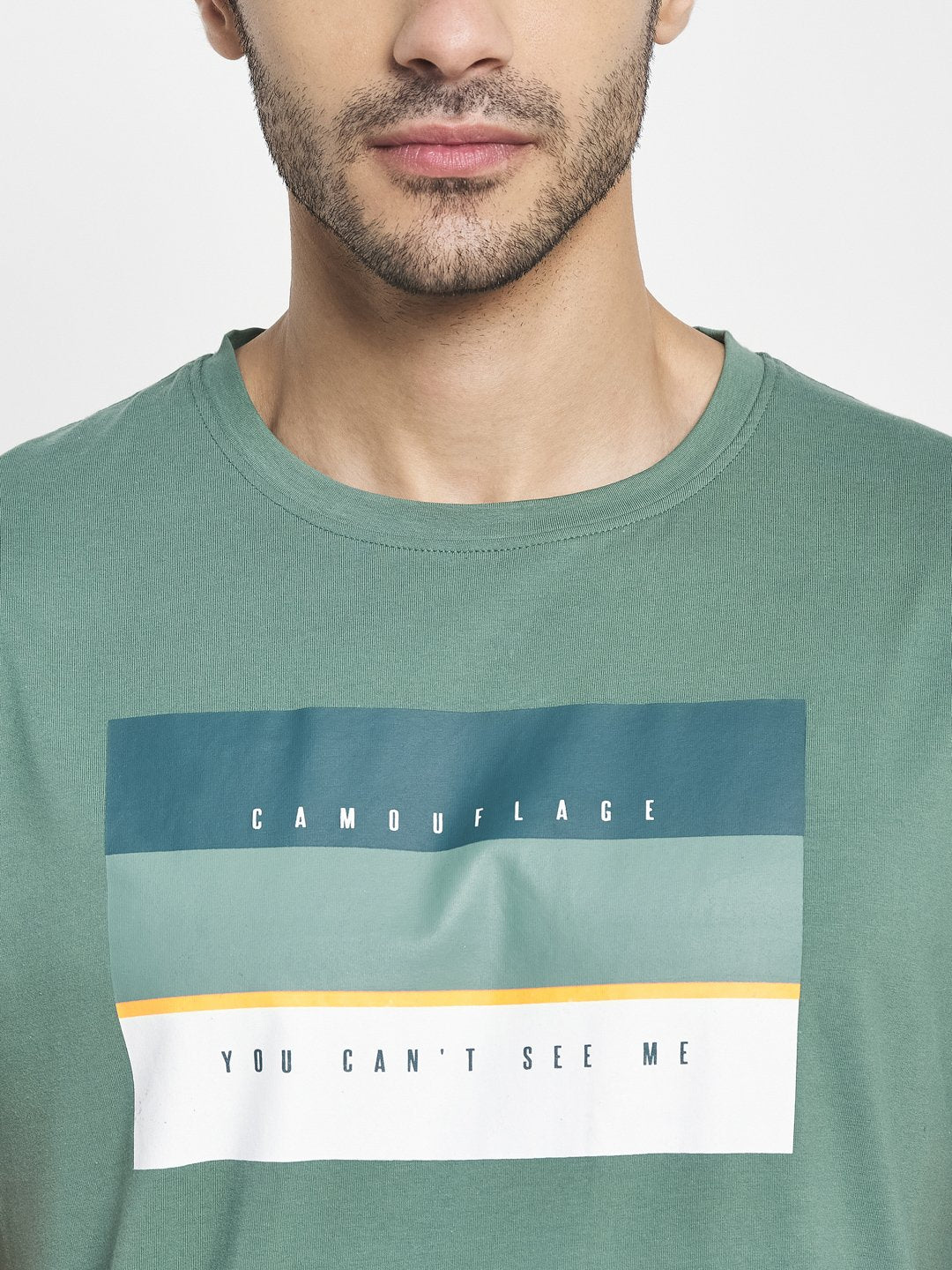 Octave Men Olive Green Typography Printed T-Shirt