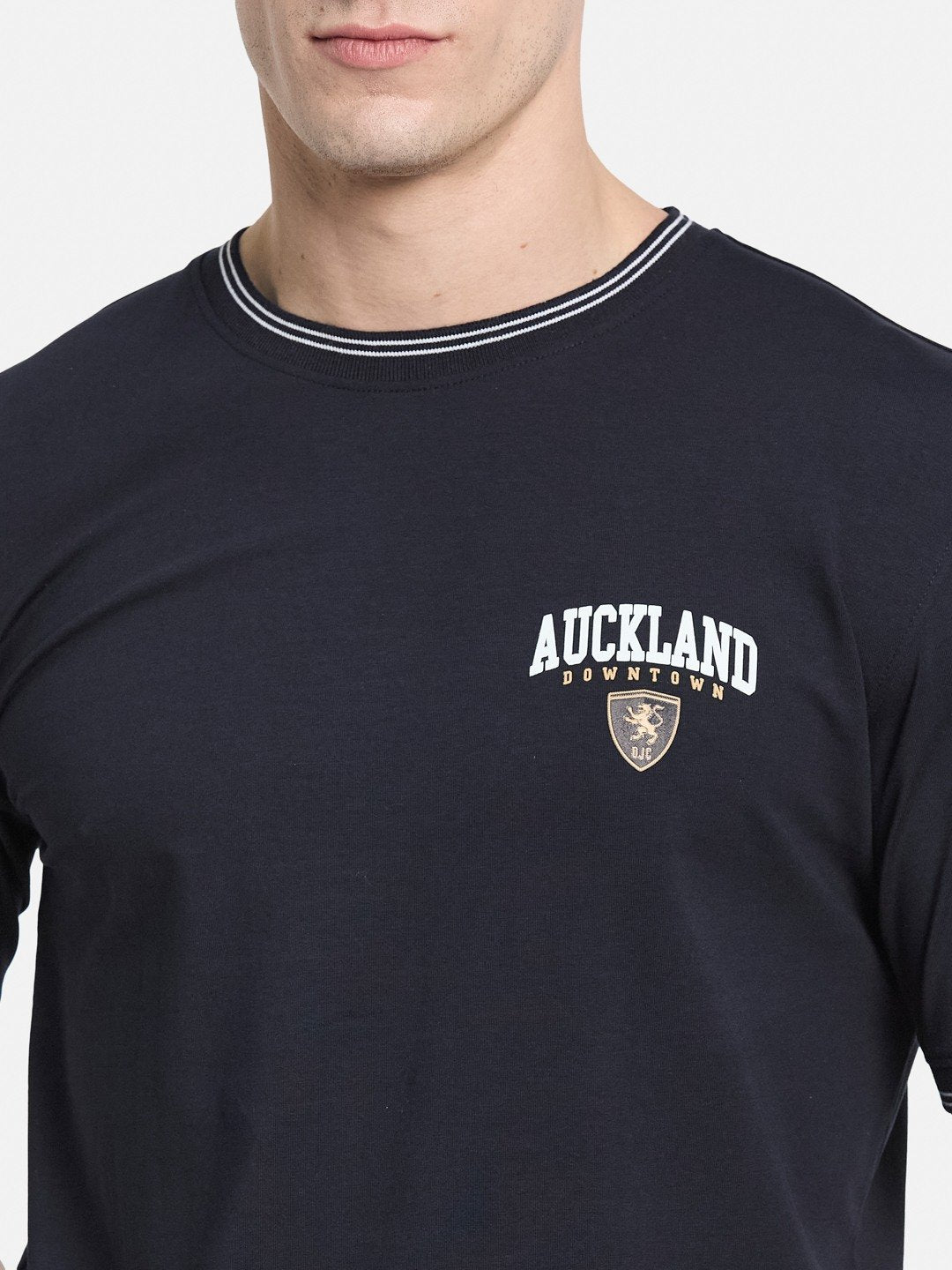 BACK PRINT ROUND NECK SINGLE JERSEY KNIT LYCRA T-SHIRT