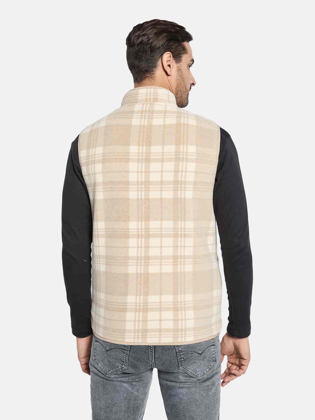 Octave Men Checked Front-Open Sweatshirt
