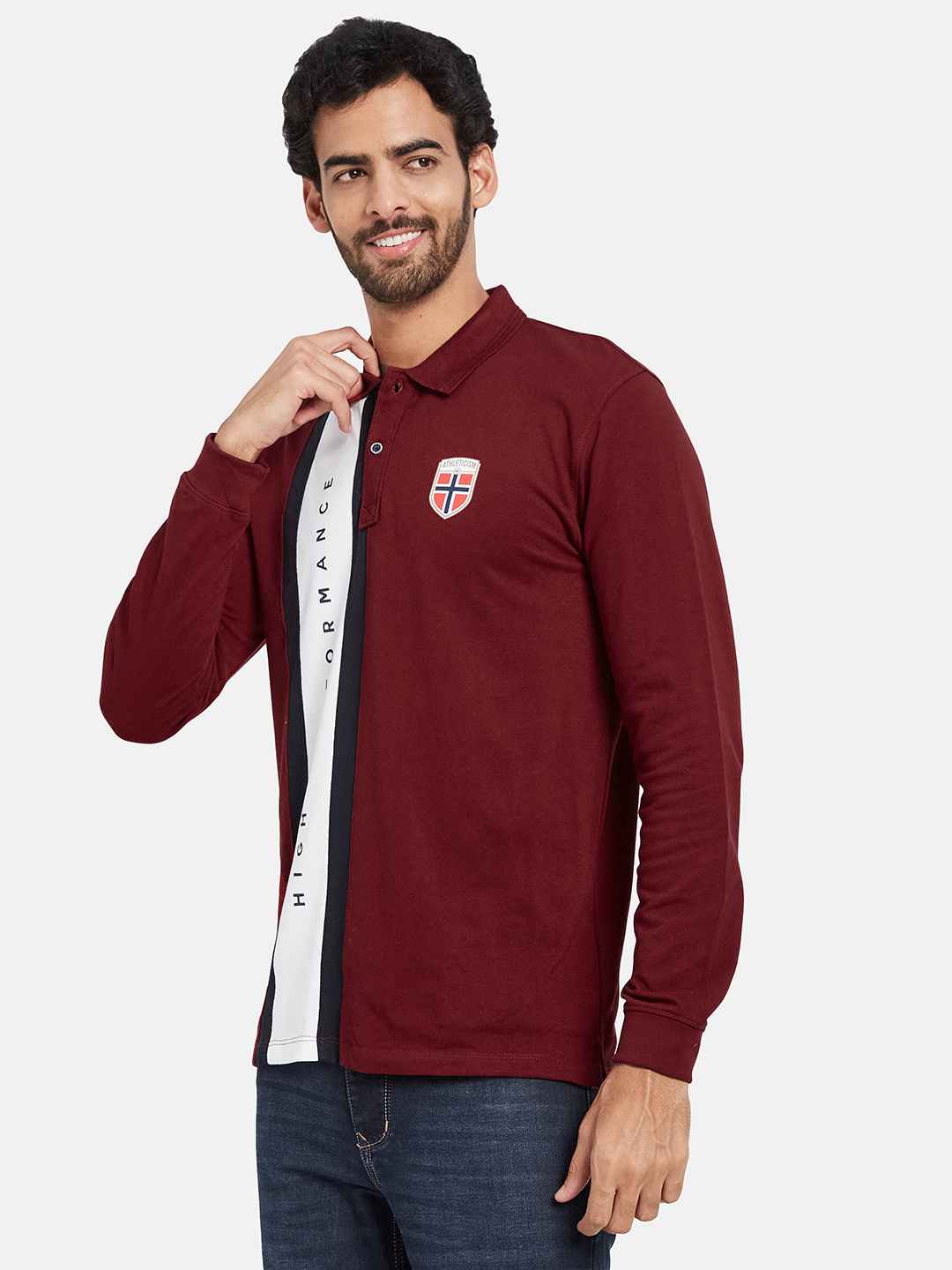 Mettle Typography Printed Polo Collar Cotton T-Shirt