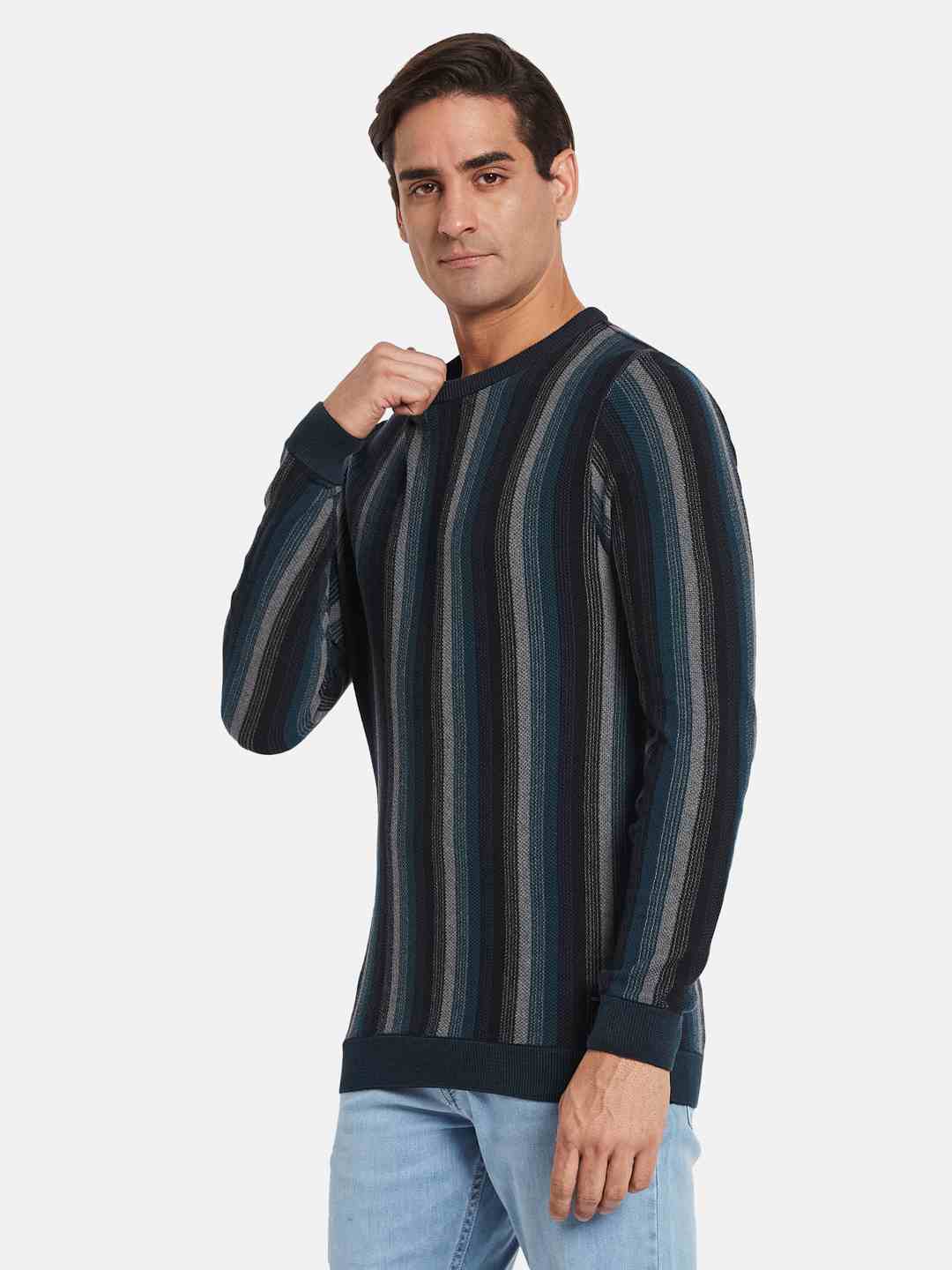 METTLE Men Striped Pullover
