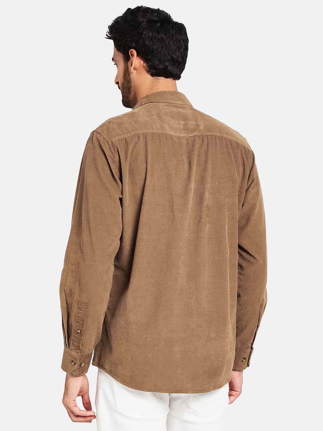 Mettle Spread Collar Long Sleeves Casual Cotton Shirt