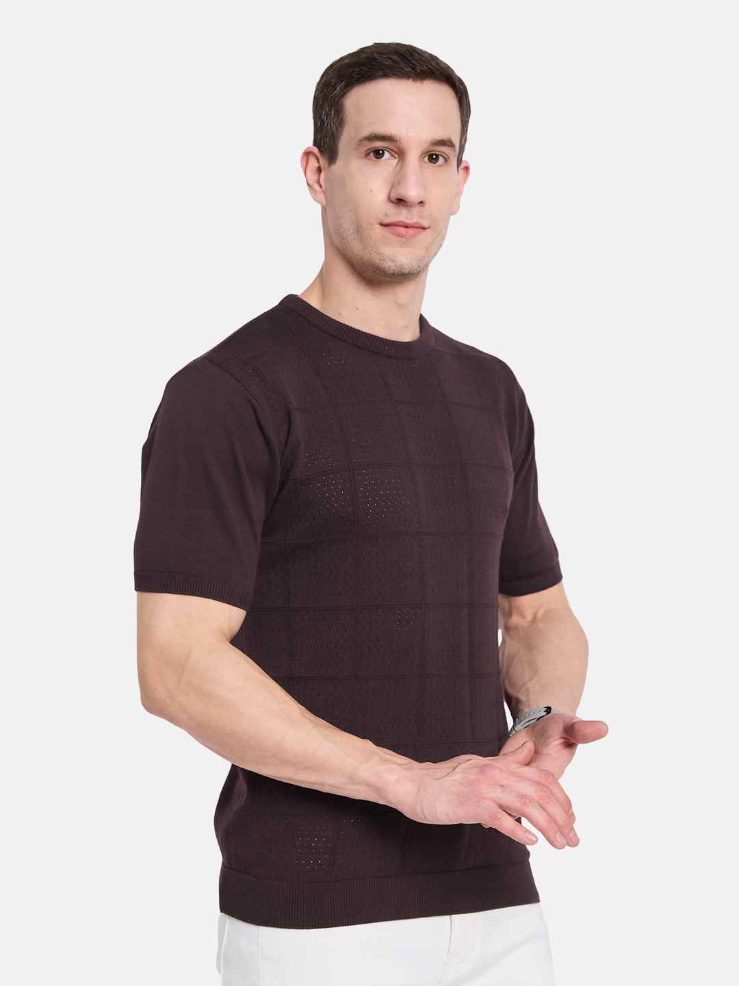 METTLE Men Checked T-shirt