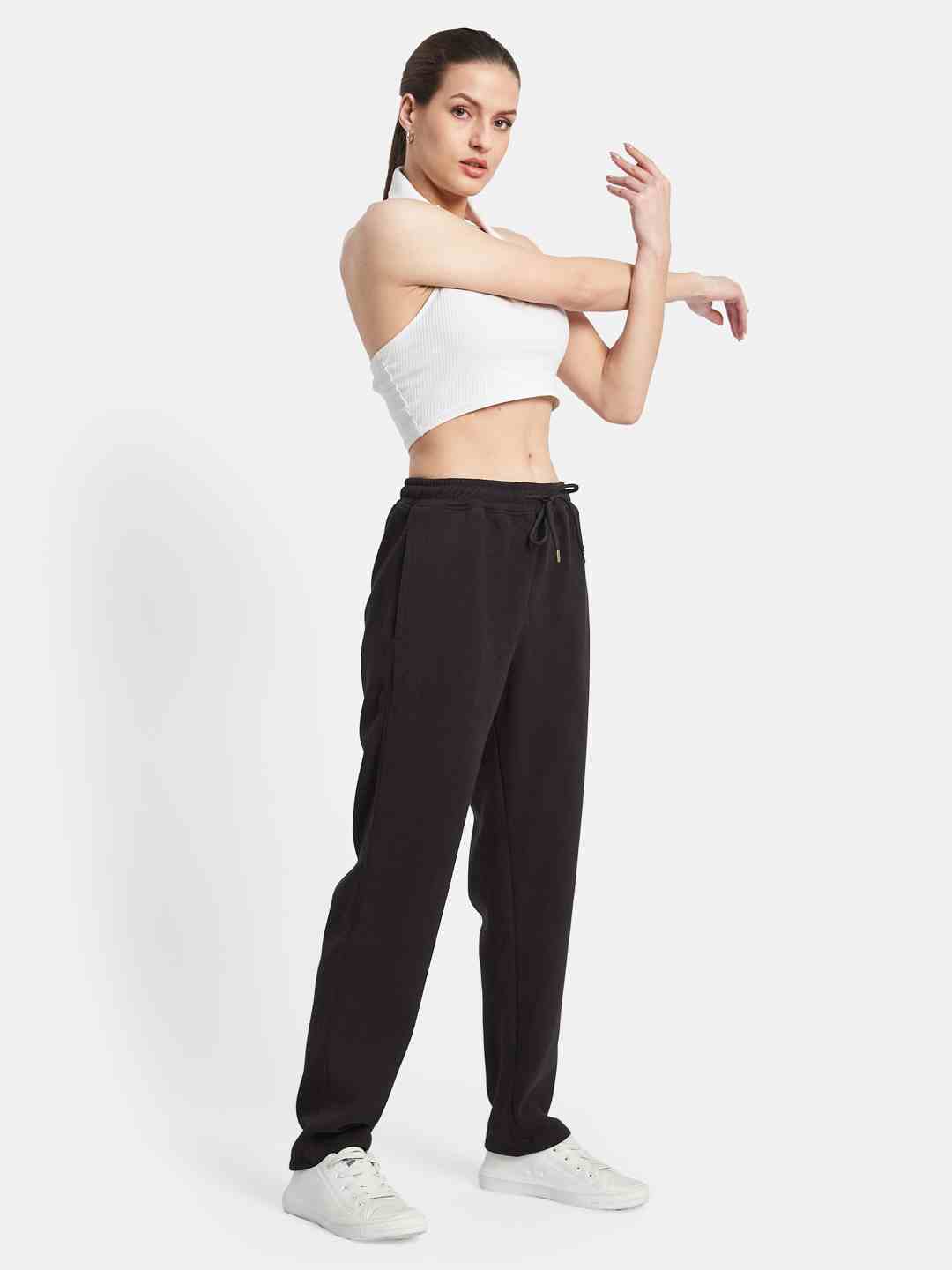METTLE Women Cotton Mid Rise Track Pants
