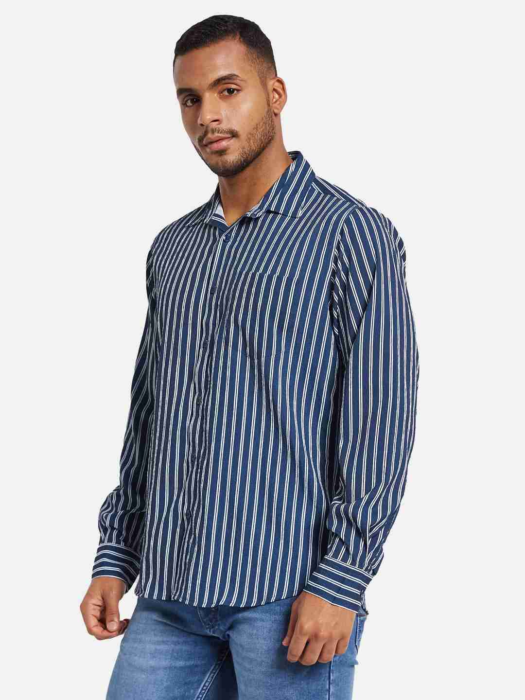 METTLE Men Multi Stripes Opaque Striped Casual Shirt