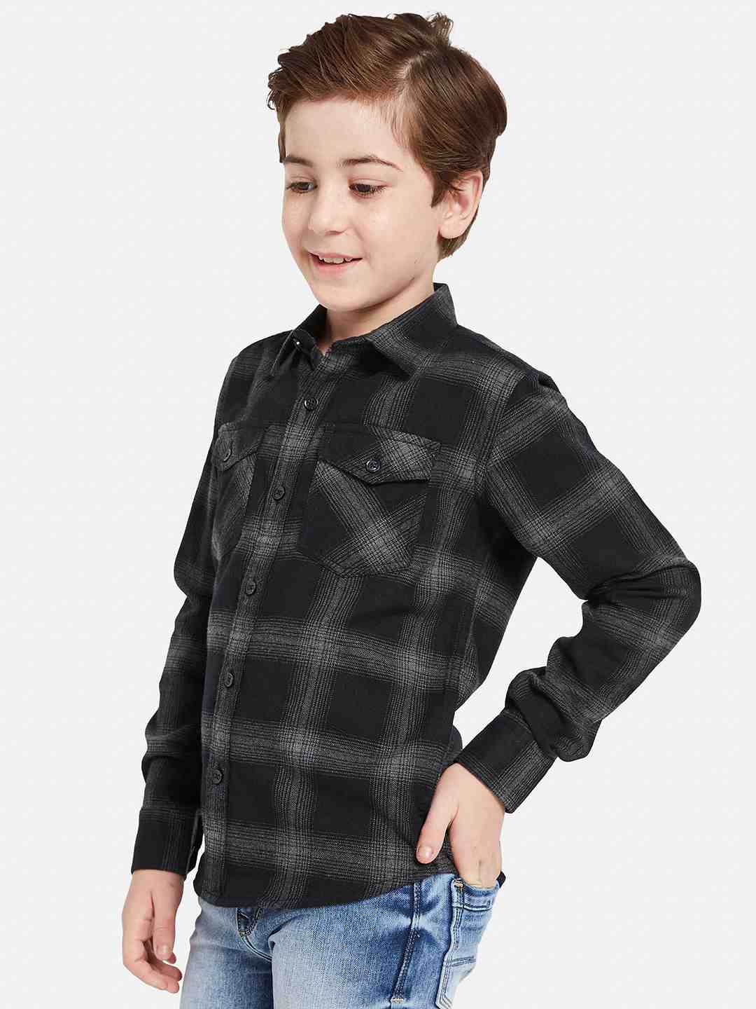 Octave Boys Tartan Checked Cotton Casual Shirt