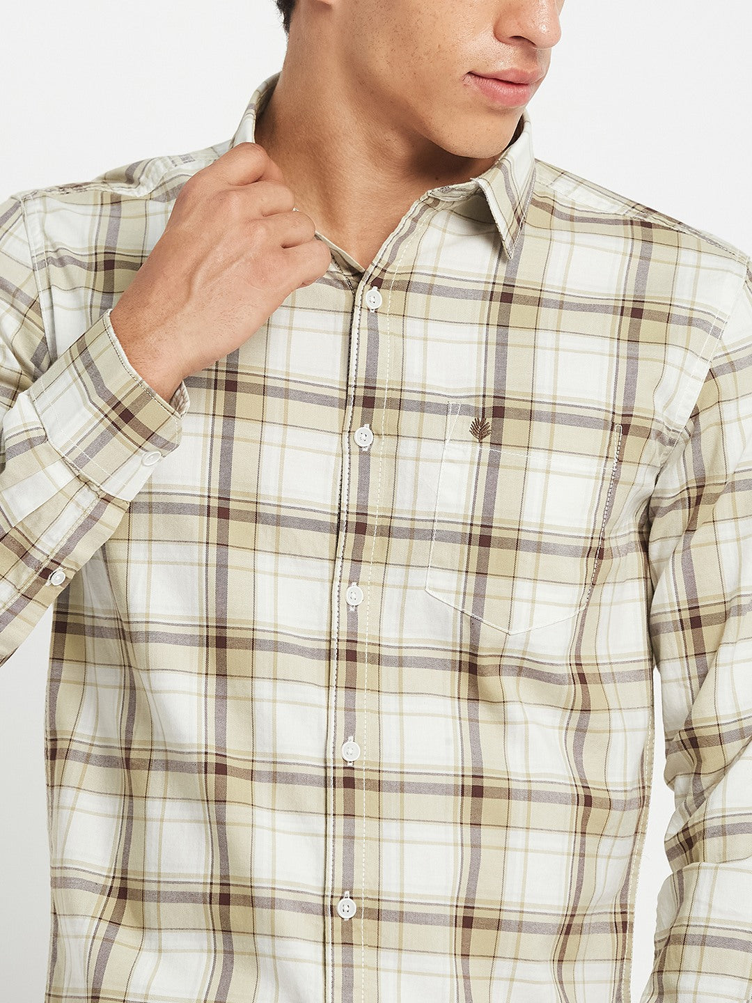 METTLE SS25 Striped Cotton Spread Collar Casual Shirt