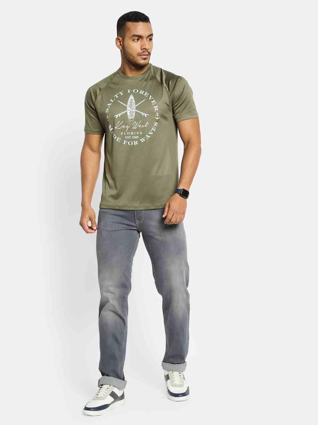 Octave Men Straight Fit Low Distress Heavy Fade Stretchable Jeans