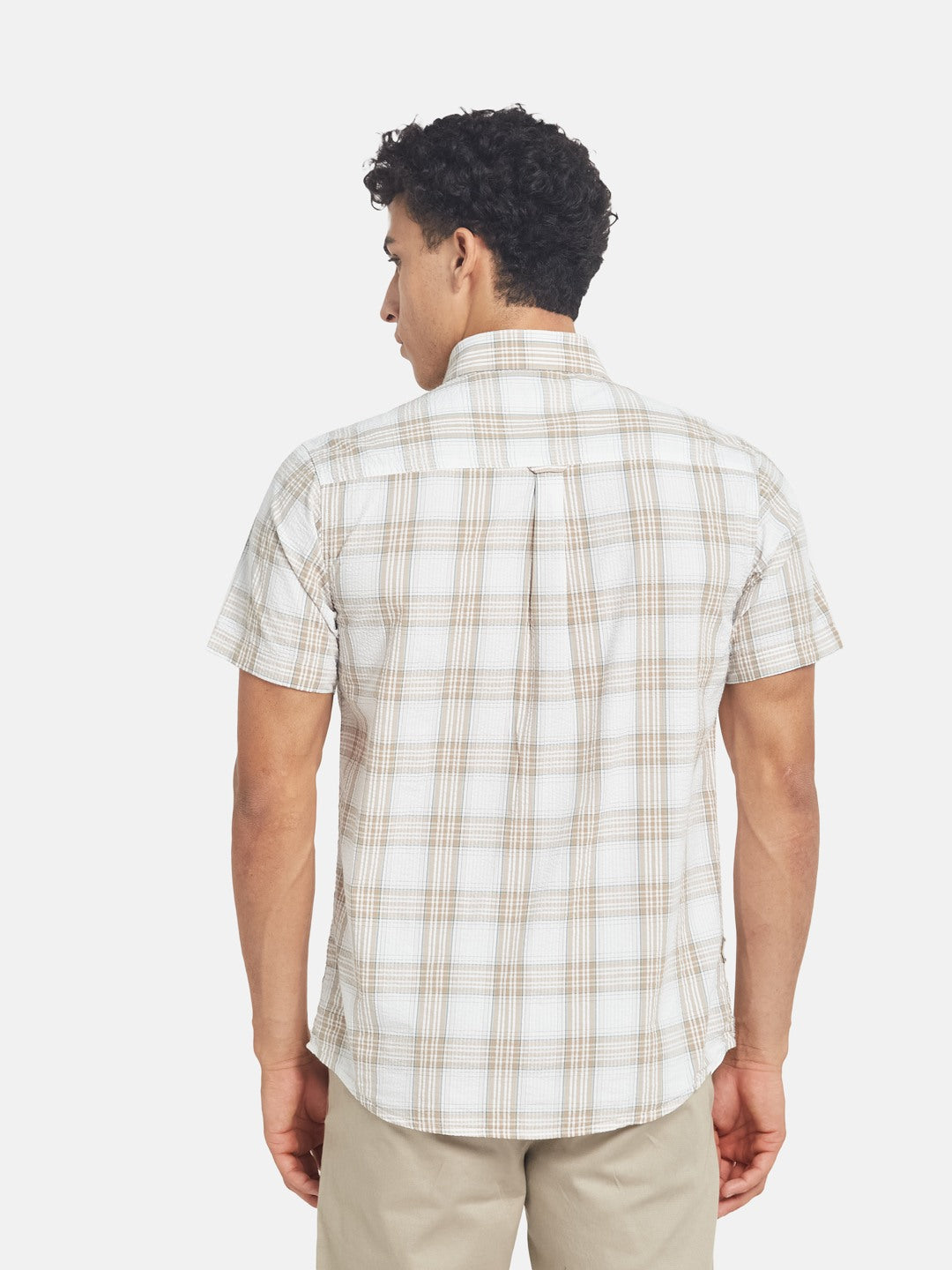 METTLE SS25 Checked Spread Collar Cotton Casual Shirt