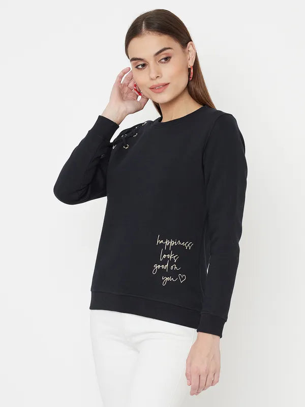 Mettle Women Navy Blue Sweatshirt