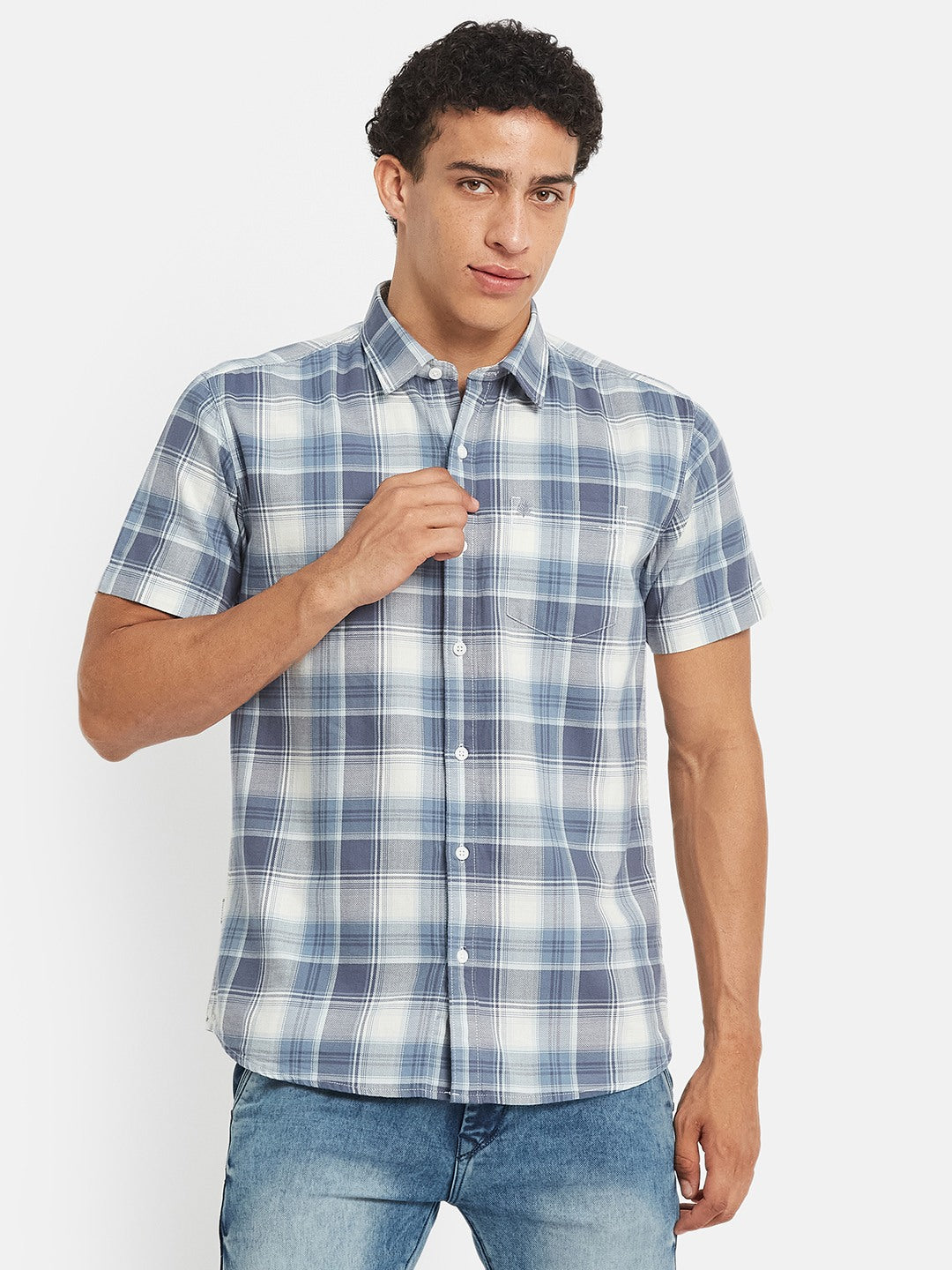 METTLE SS25 Striped Cotton Spread Collar Casual Shirt