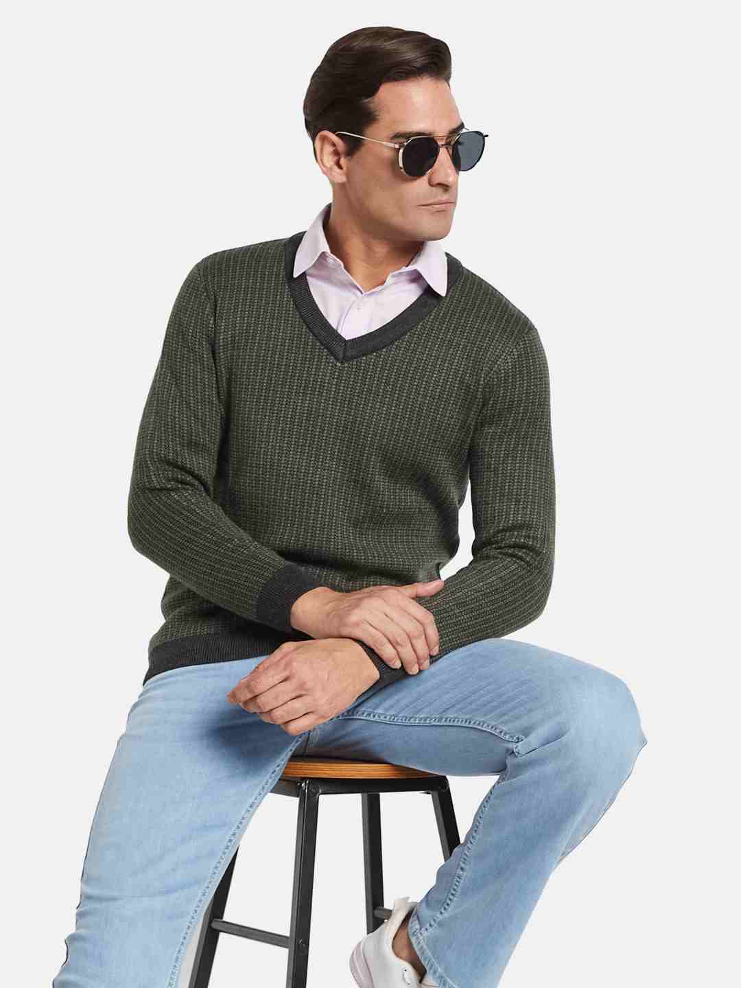 METTLE Men Striped Pullover