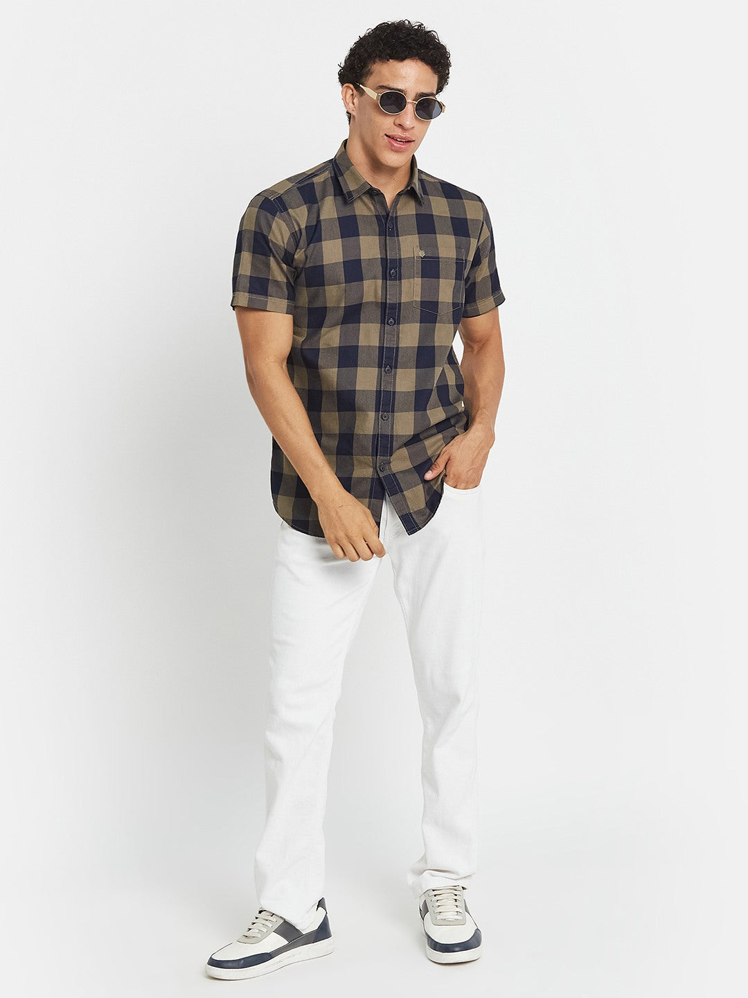 METTLE SS25 Striped Cotton Spread Collar Casual Shirt