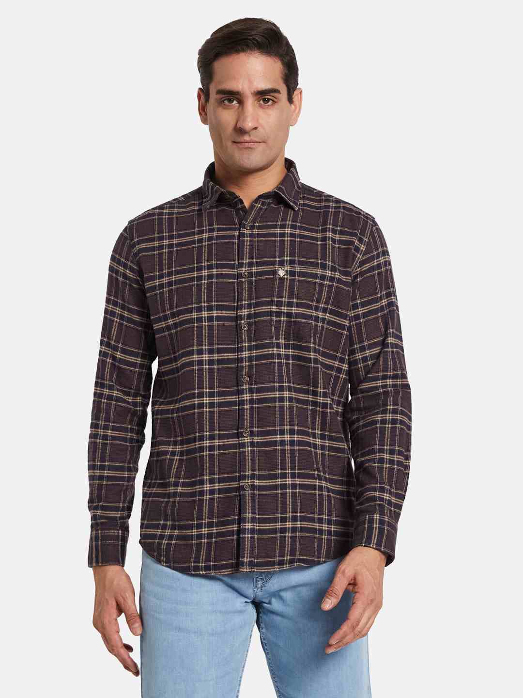 METTLE Men Opaque Checked Casual Shirt