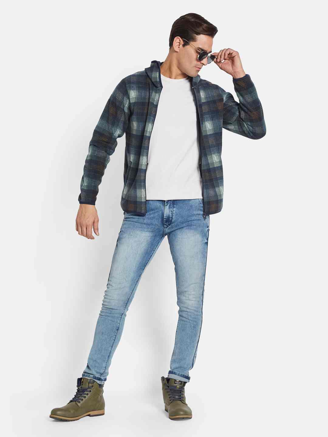 Octave Men Colourblocked Long Sleeves Hooded Sweatshirt