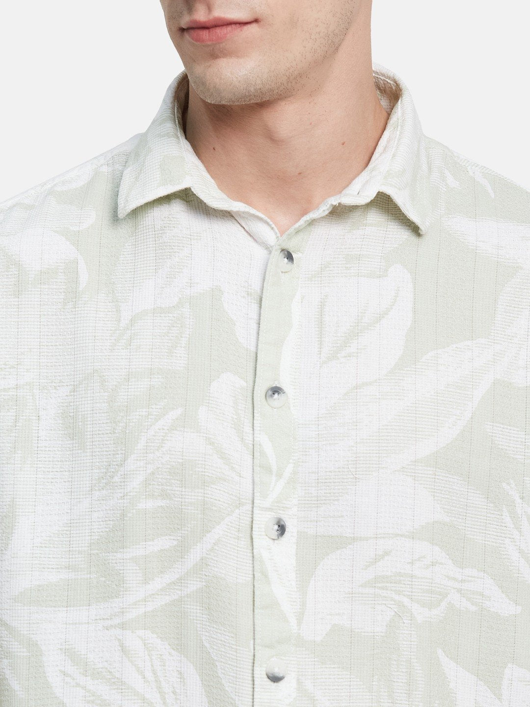 METTLE Men Spread Collar Floral Printed Cotton Casual Shirt