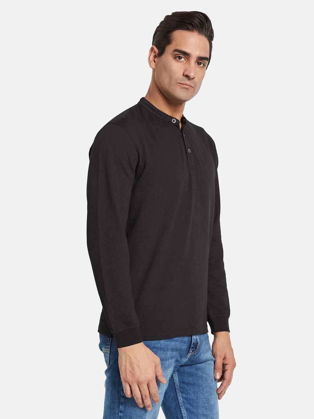 METTLE Men Mandarin Collar T-shirt