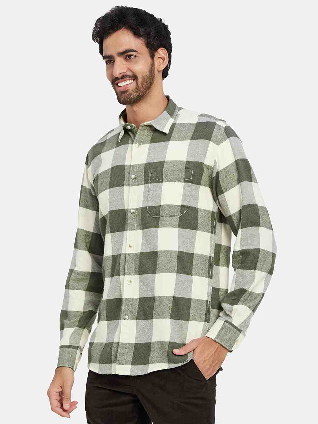 Mettle Gingham Checked Cotton Casual Shirt