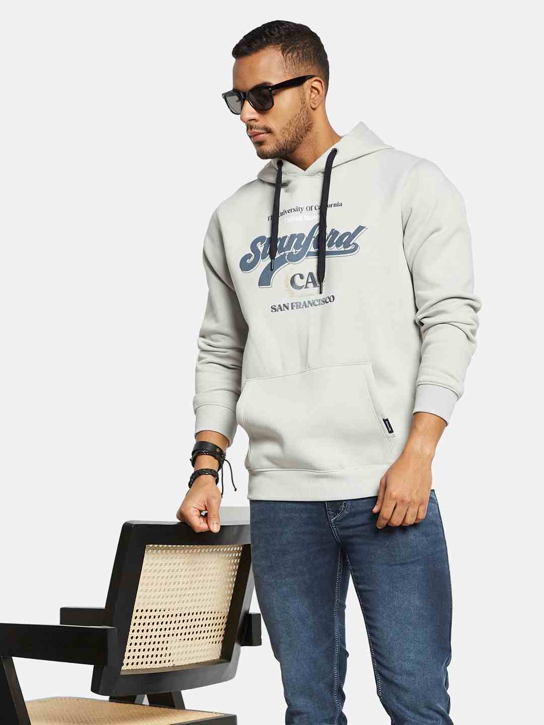 Octave Men Printed Hooded Sweatshirt