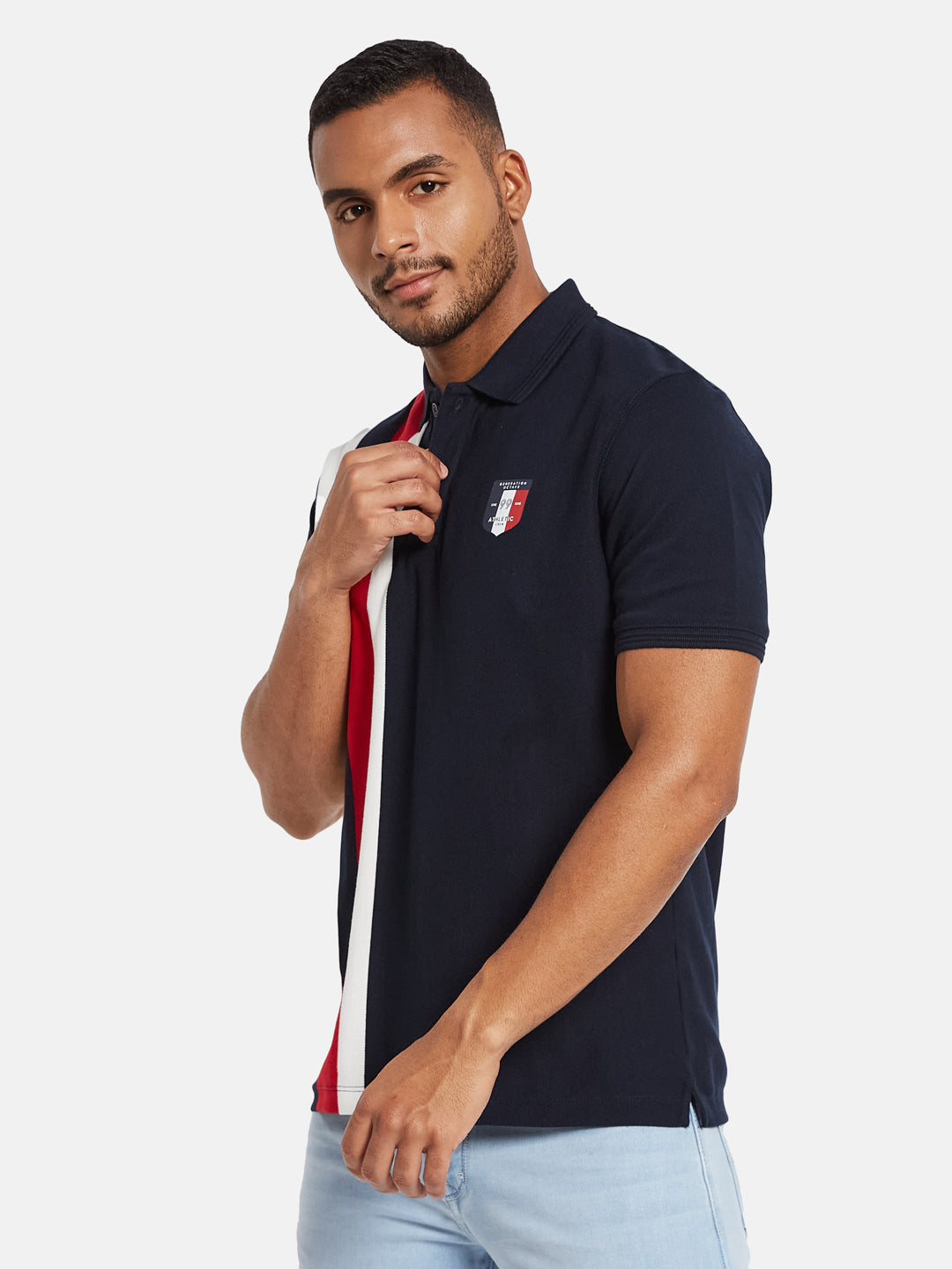 Octave Men Colourblocked Polo Collar T-shirt