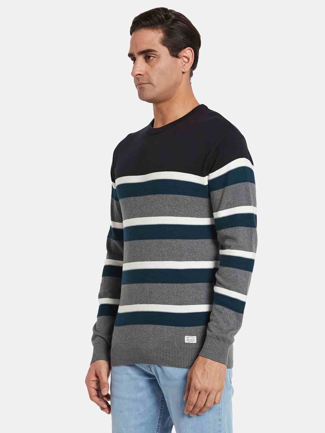 METTLE Men Striped Pullover
