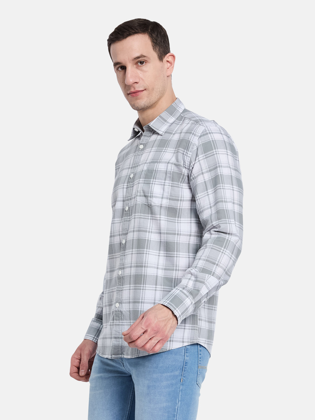 METTLE Men Opaque Checked Casual Shirt