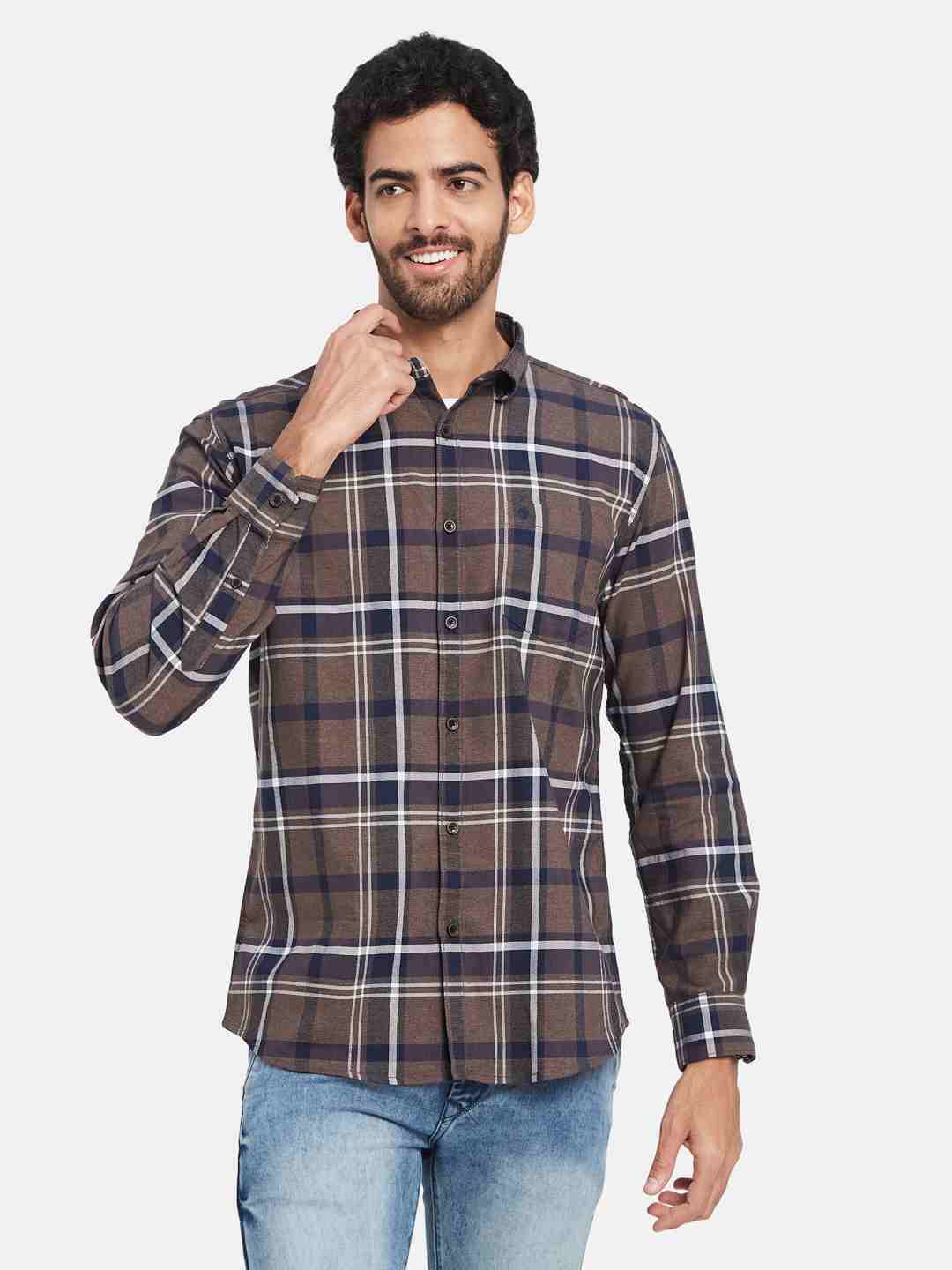 Mettle Tartan Checked Cotton Casual Shirt