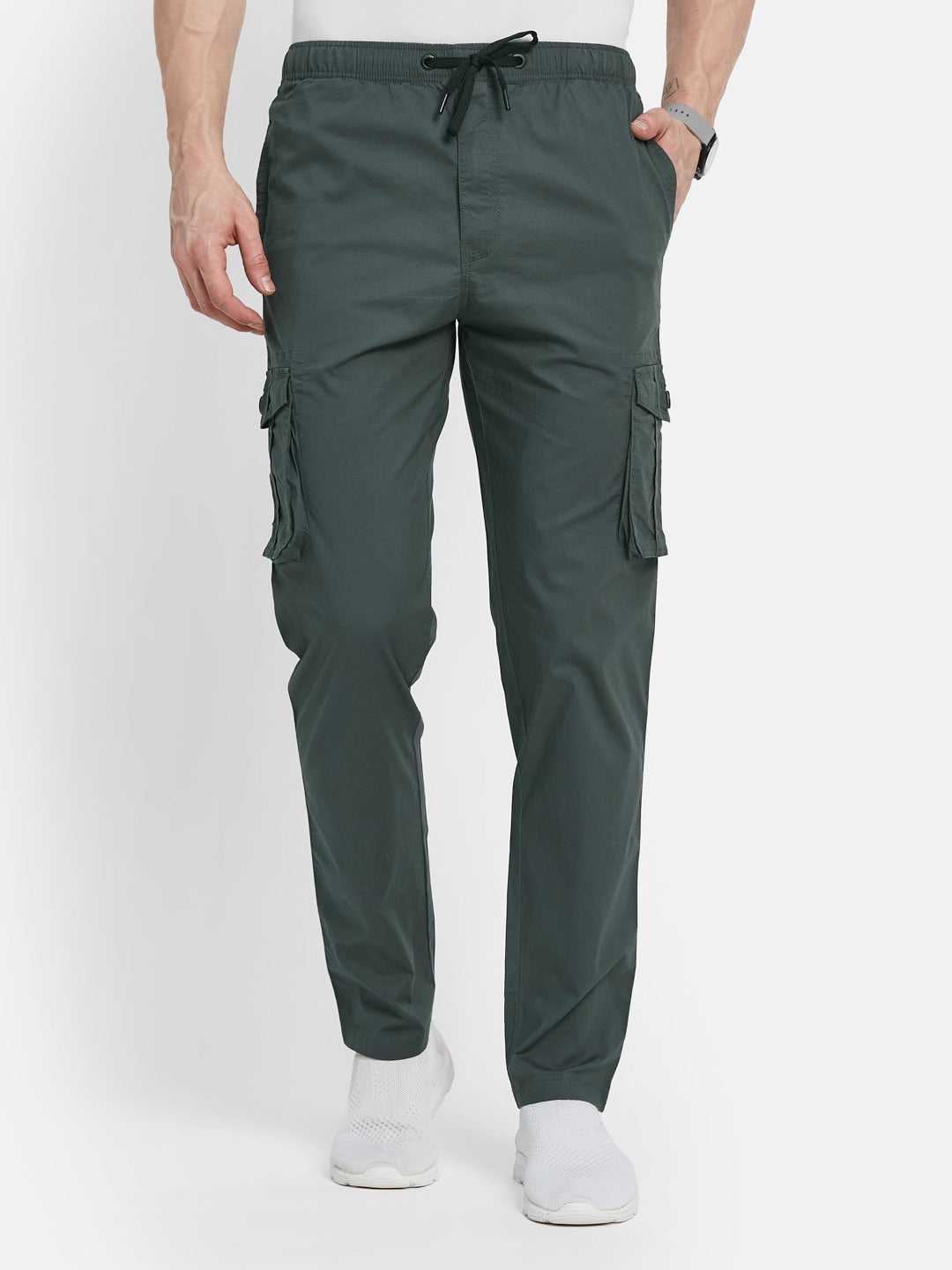 Octave Men Cotton Mid-Rise Cargo Track Pant