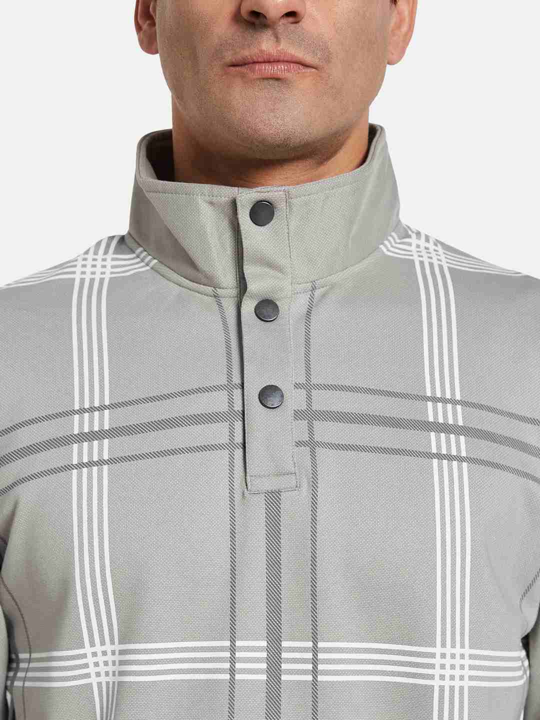 Octave Men Striped Shirt Collar Pullover Sweatshirt