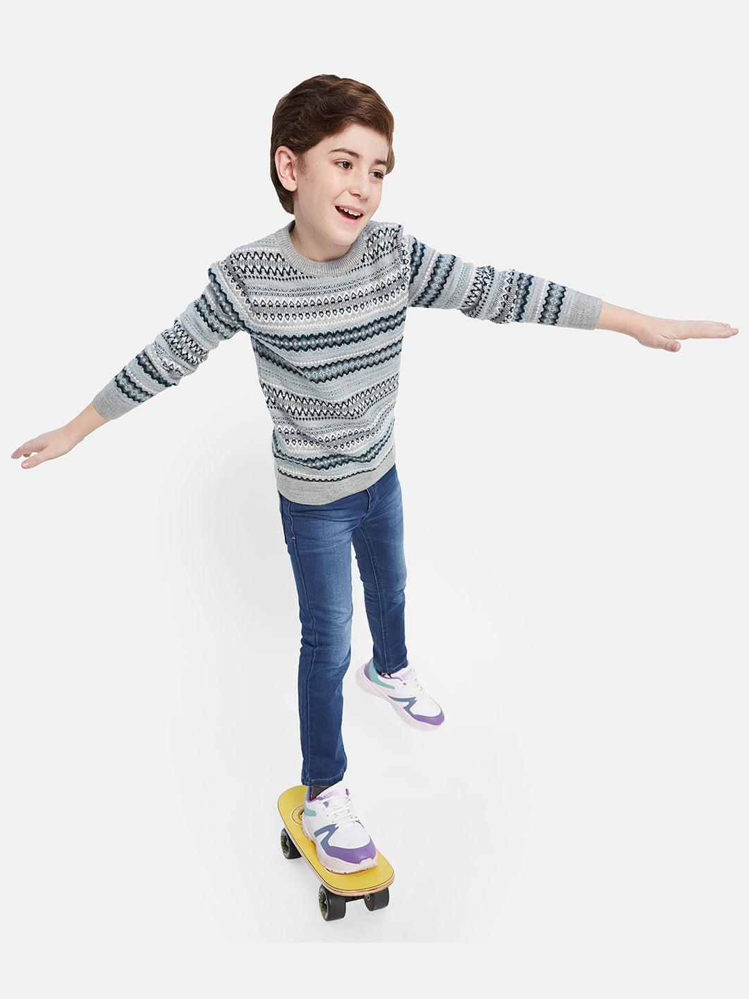 Octave Boys Self Design Pullover Sweater