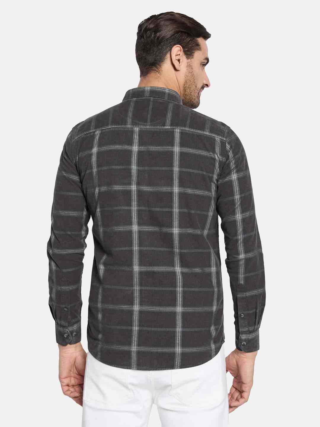 METTLE Men Spread Collar Checked Cotton Casual Shirt