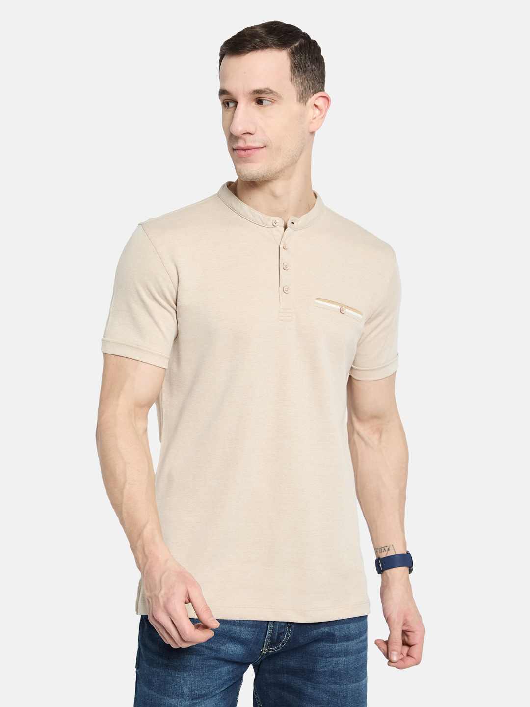 Octave Men Mandarin Collar T-shirt