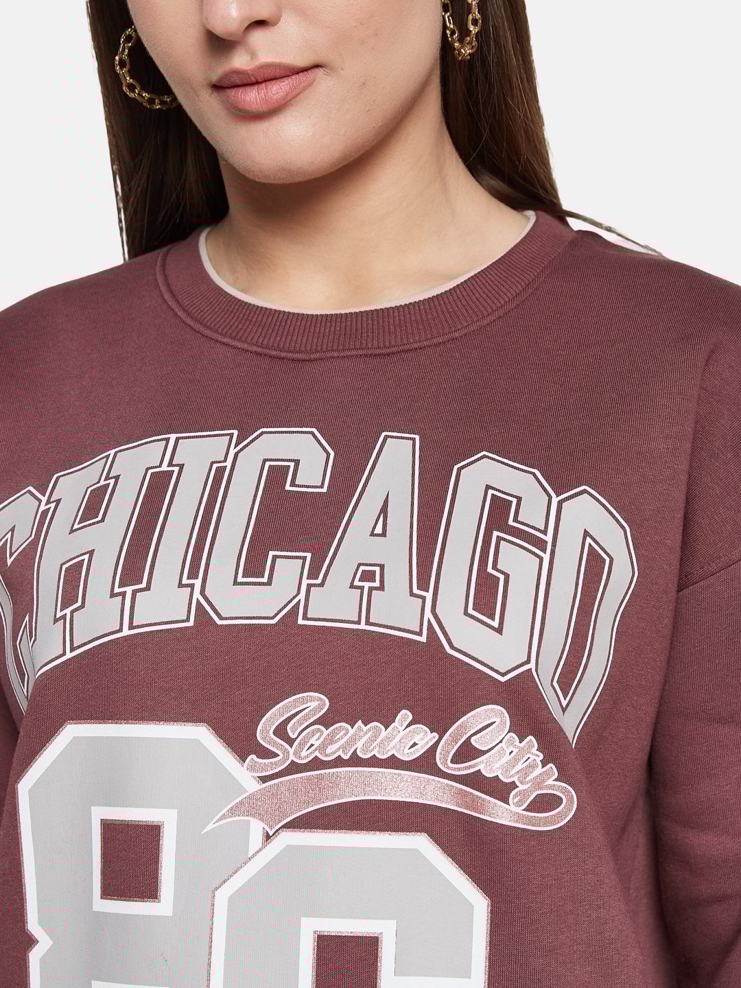 METTLE Women Cotton Printed Sweatshirt