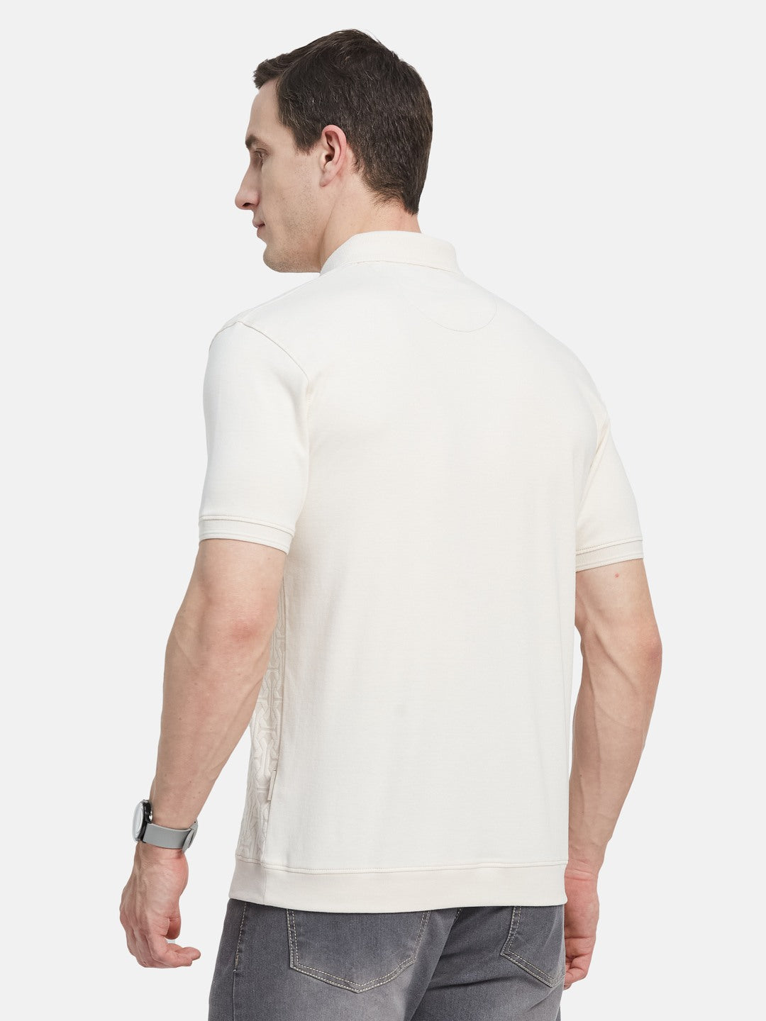 GRAPHIC PRINTED HALF-ZIP T-SHIRT