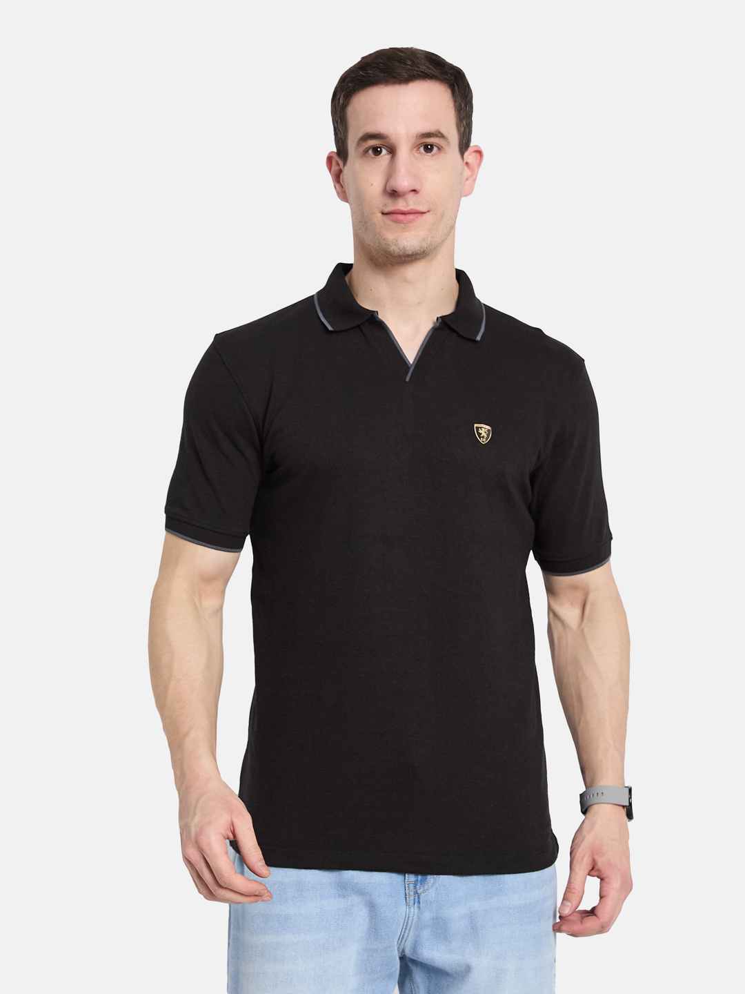 Octave Men Colourblocked Polo Collar T-shirt