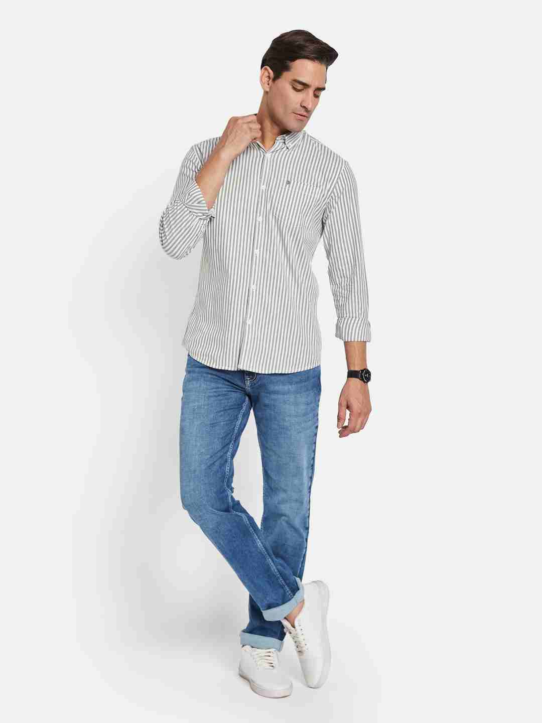 METTLE Men Multi Stripes Opaque Striped Casual Shirt
