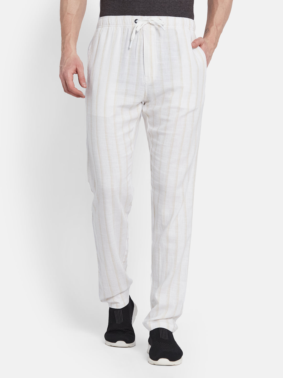 Octave Men Striped Cotton Track Pant