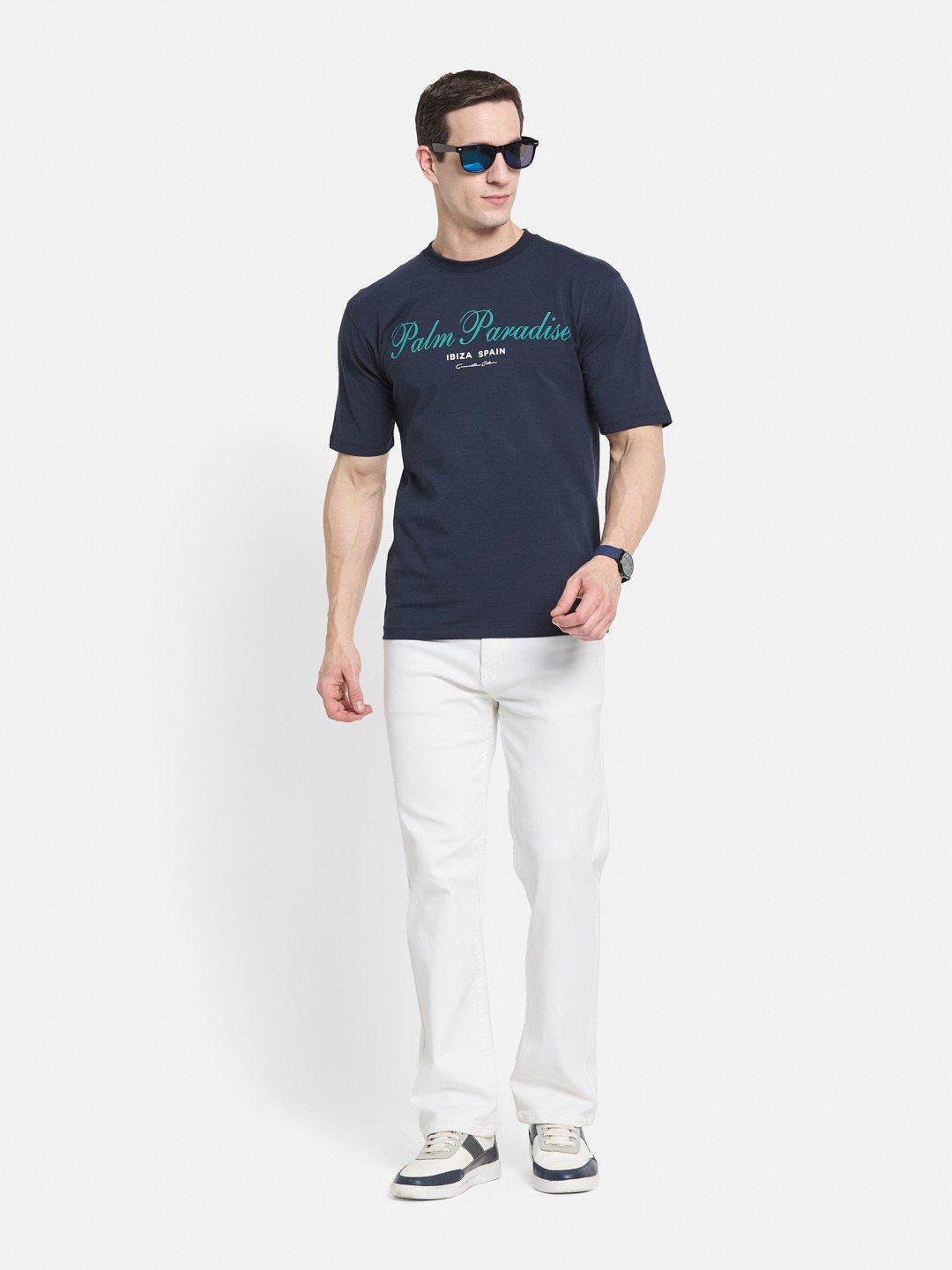 BACK PRINT ROUND NECK SINGLE JERSEY KNIT LYCRA T-SHIRT