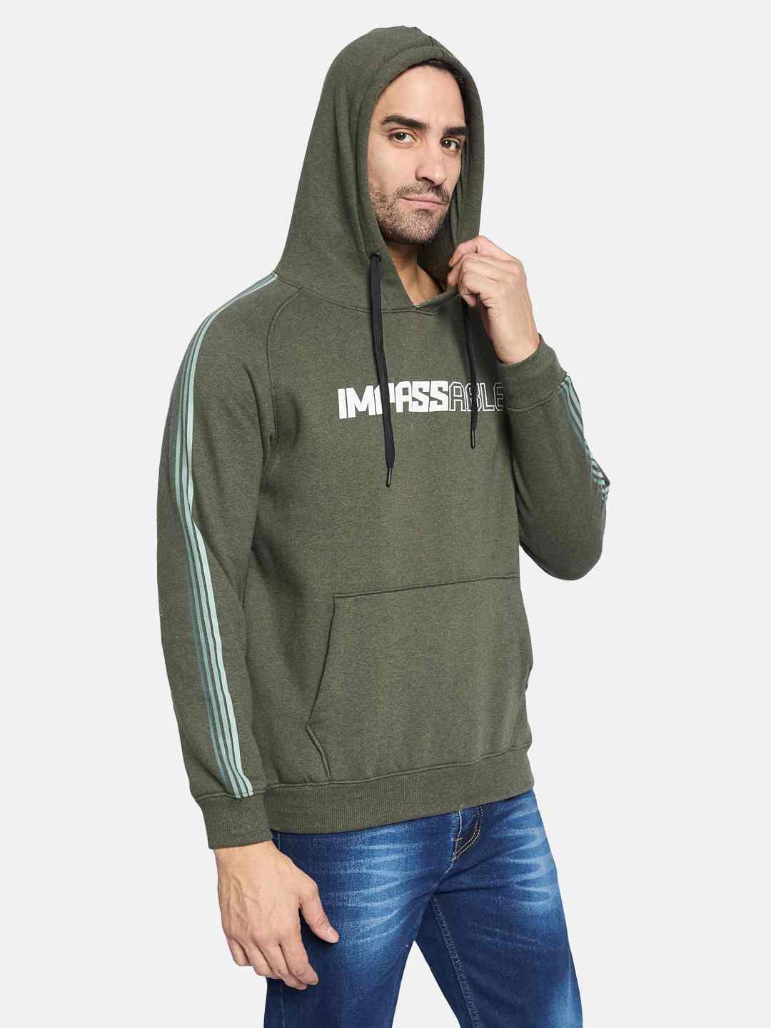 Octave Men Printed Hooded Pullover Sweatshirt