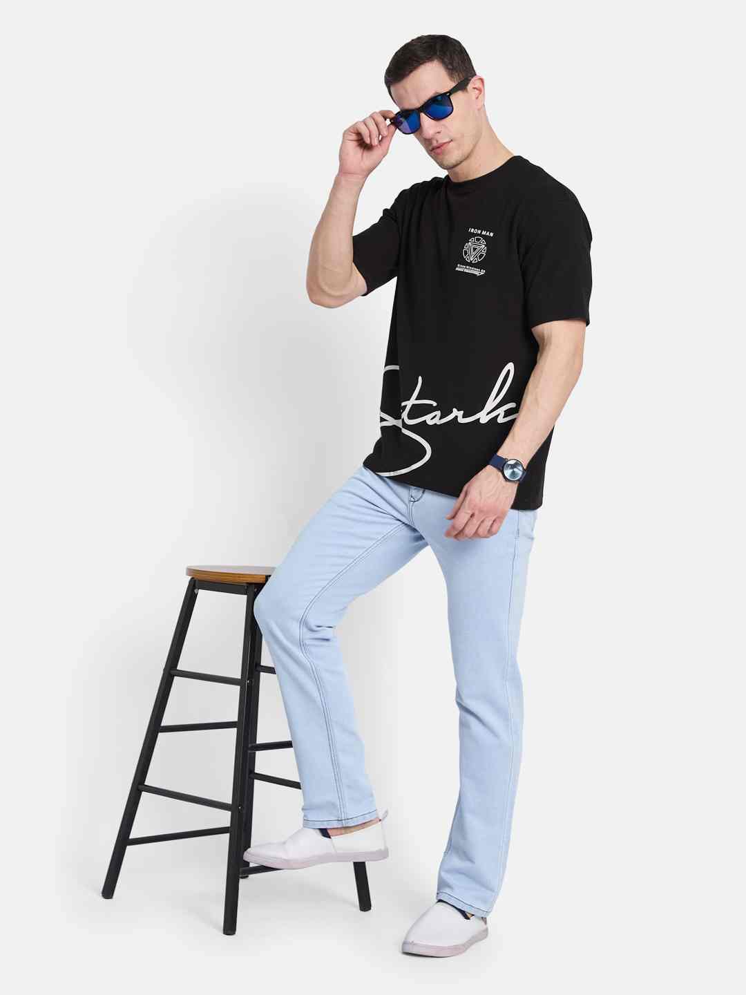 Octave Men Iron Man Printed Monochrome T-shirt