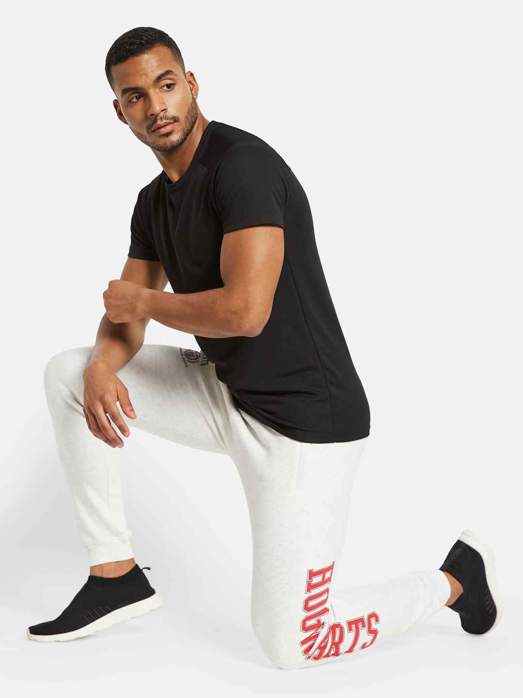 Octave Men Cotton Mid Rise Casual Solid Jogger