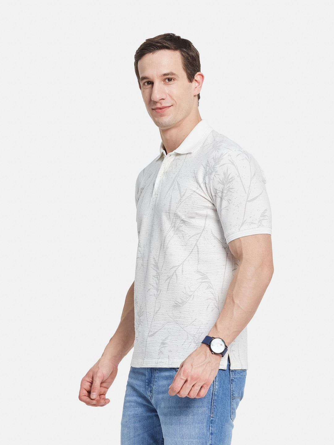 Octave Men Floral Printed Polo Collar T-shirt