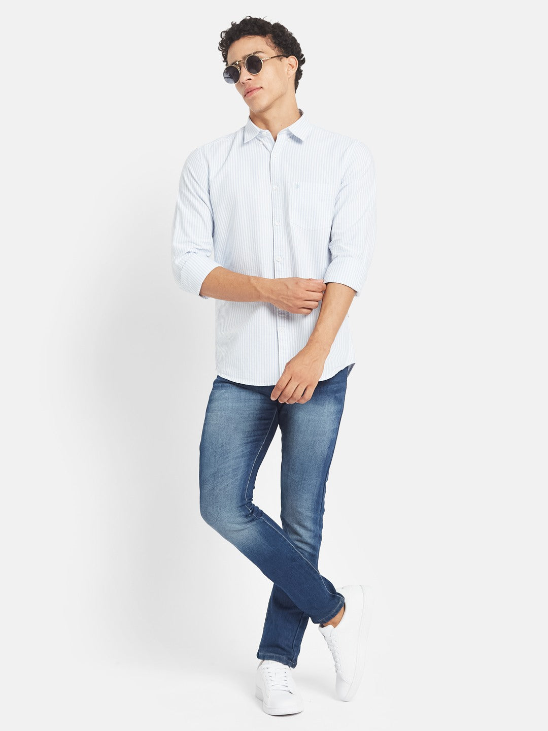 METTLE SS25 Vertical Striped Spread Collar Cotton Casual Shirt