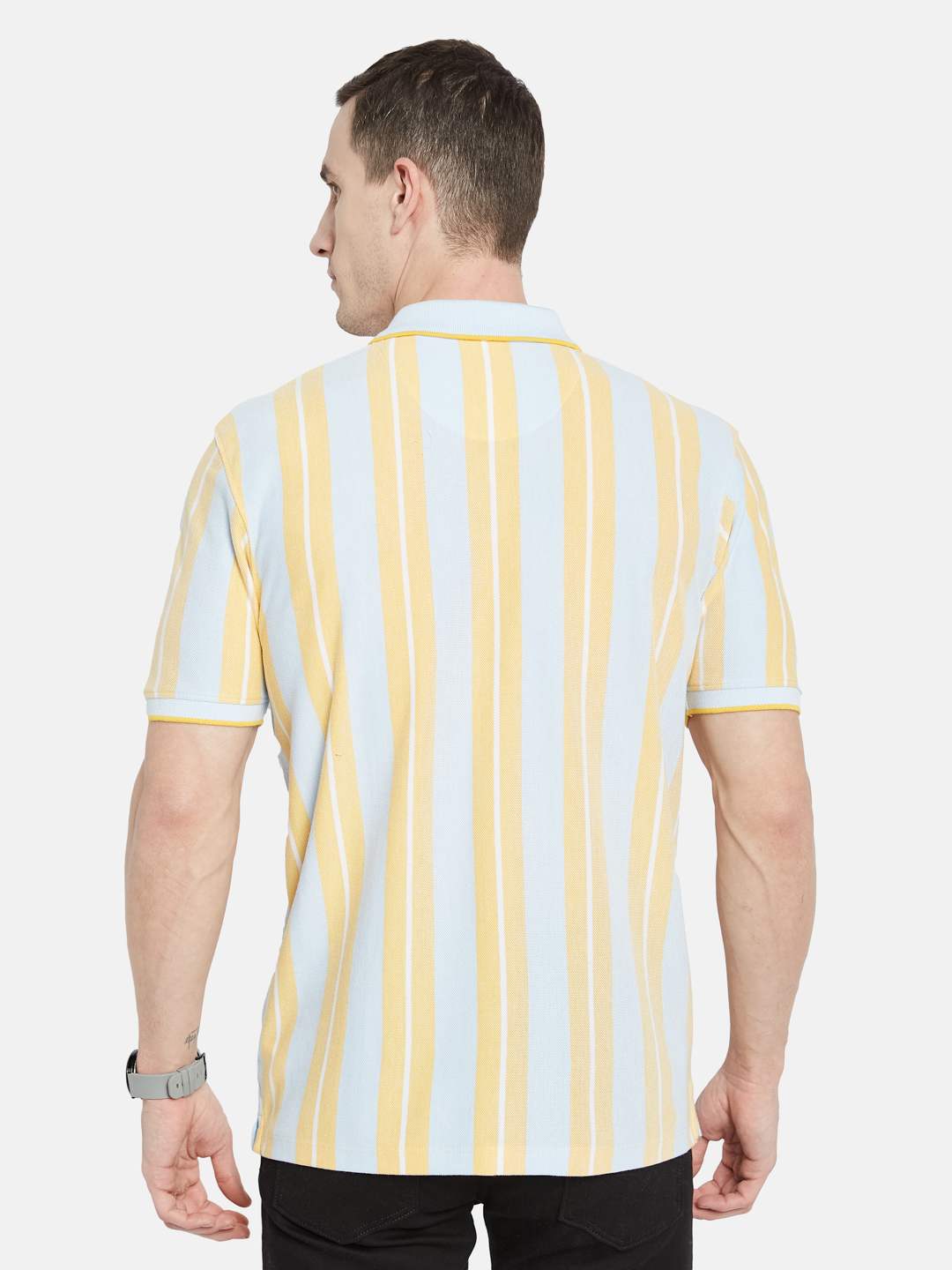 Octave Men Striped Polo Collar T-shirt